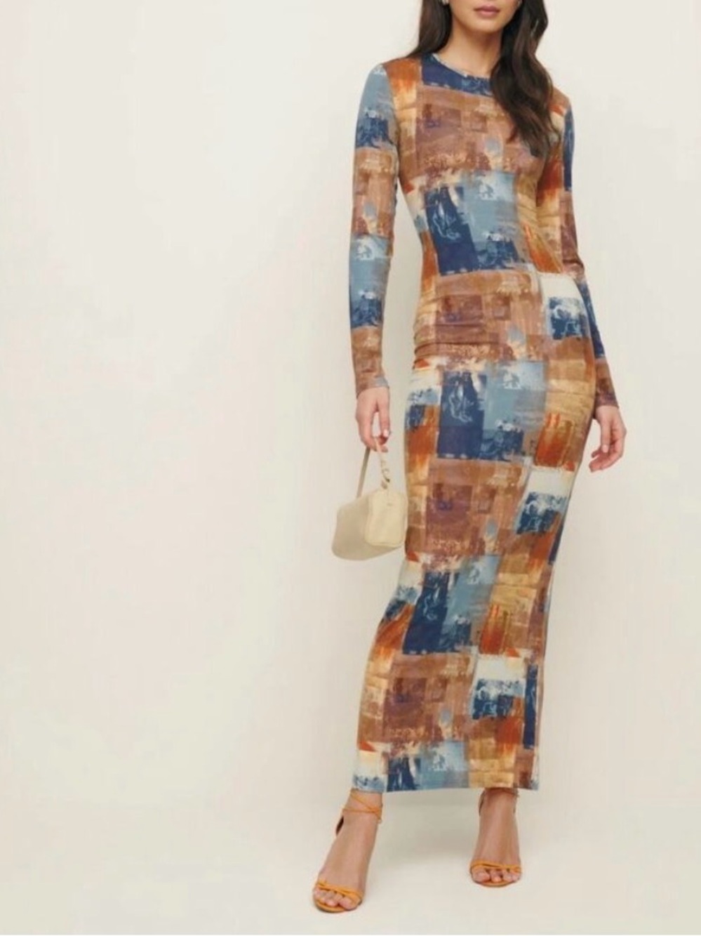 Reformation Long Sleeve Patchwork Print Tommie Maxi Dress